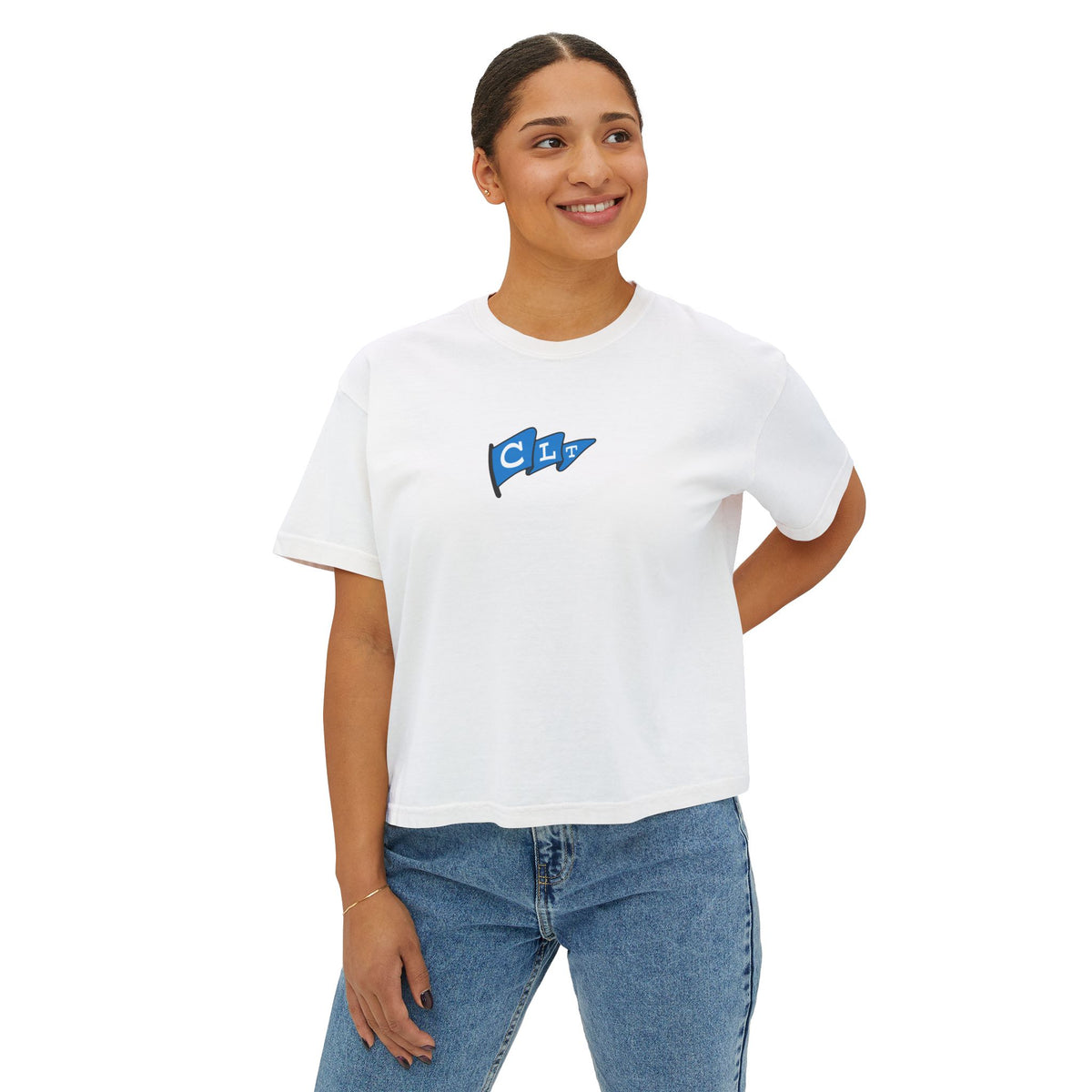Women’s SportCLT Oversized Hometown Pennant Cropped T-Shirt